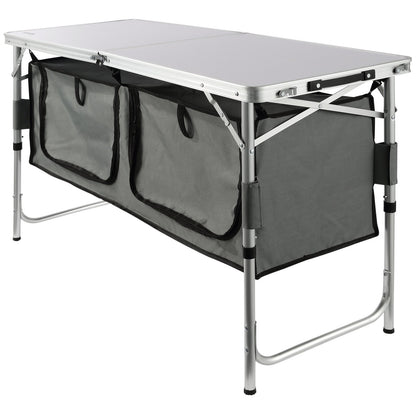 VEVOR Camping Kitchen Table, Quick set-up Folding Camping Table with A Carrying Bag, 3 Adjustable Heights, MDF Camping Table, Ideal for Outdoor Picnics, BBQs, Camping, RV Traveling