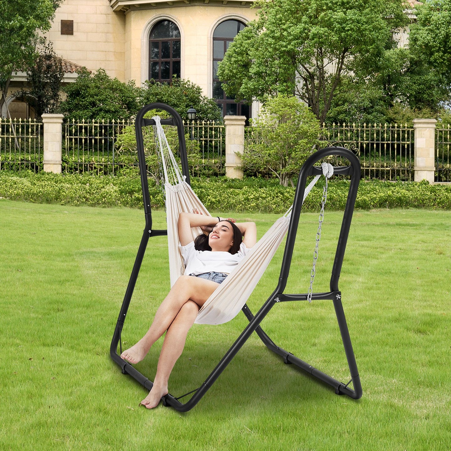 VEVOR Steel Hammock Stand 450lbs Capacity Hammock Frame Fits 6.9-12.8ft Hammocks
