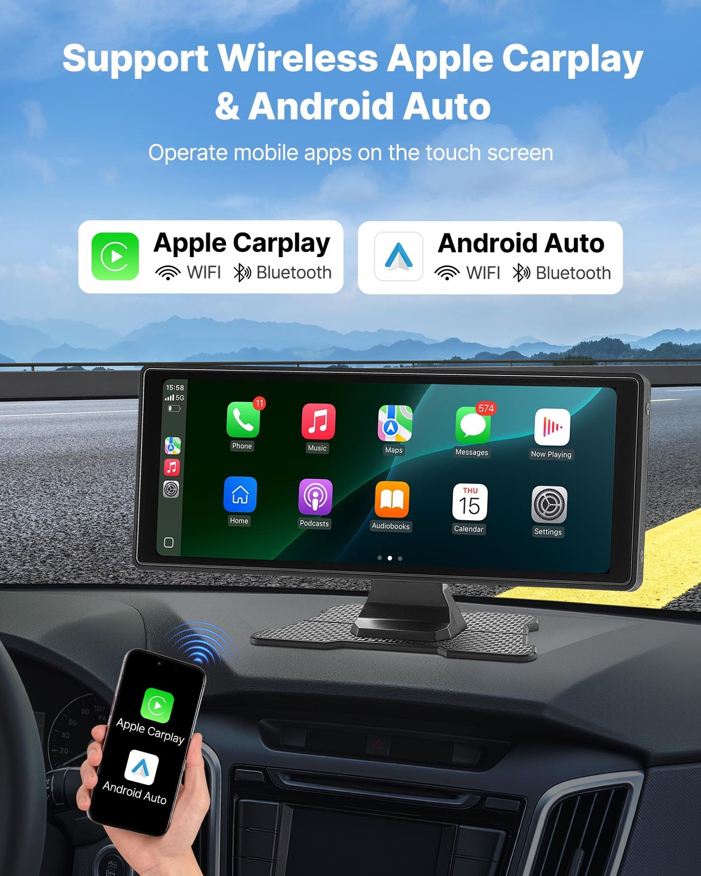 Car Stereo Radio CarPlay Touchscreen 254mm Apple Android Front/Rear Camera