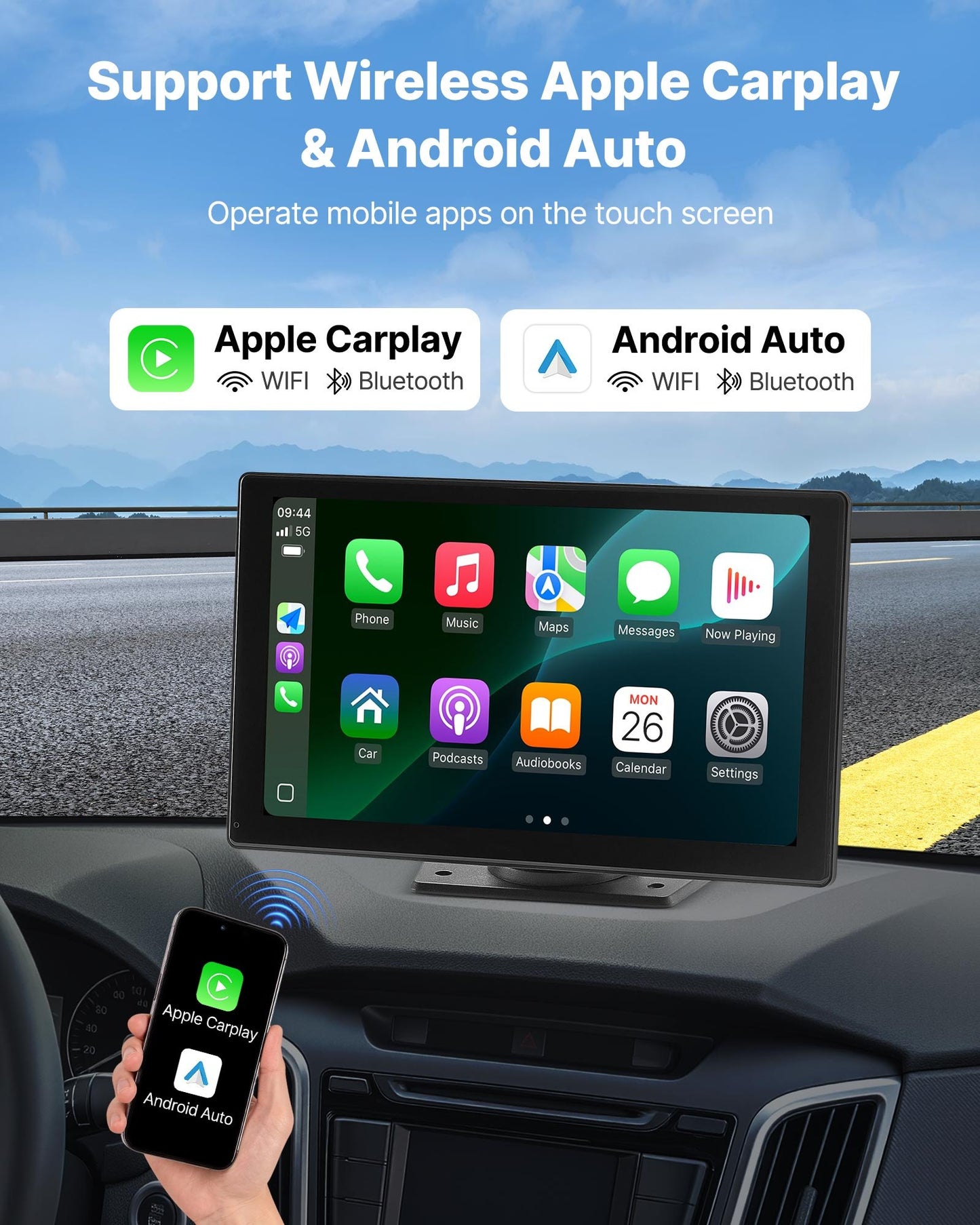 Car Stereo Radio CarPlay Touchscreen 228.6 mm Apple Android Backup Camera