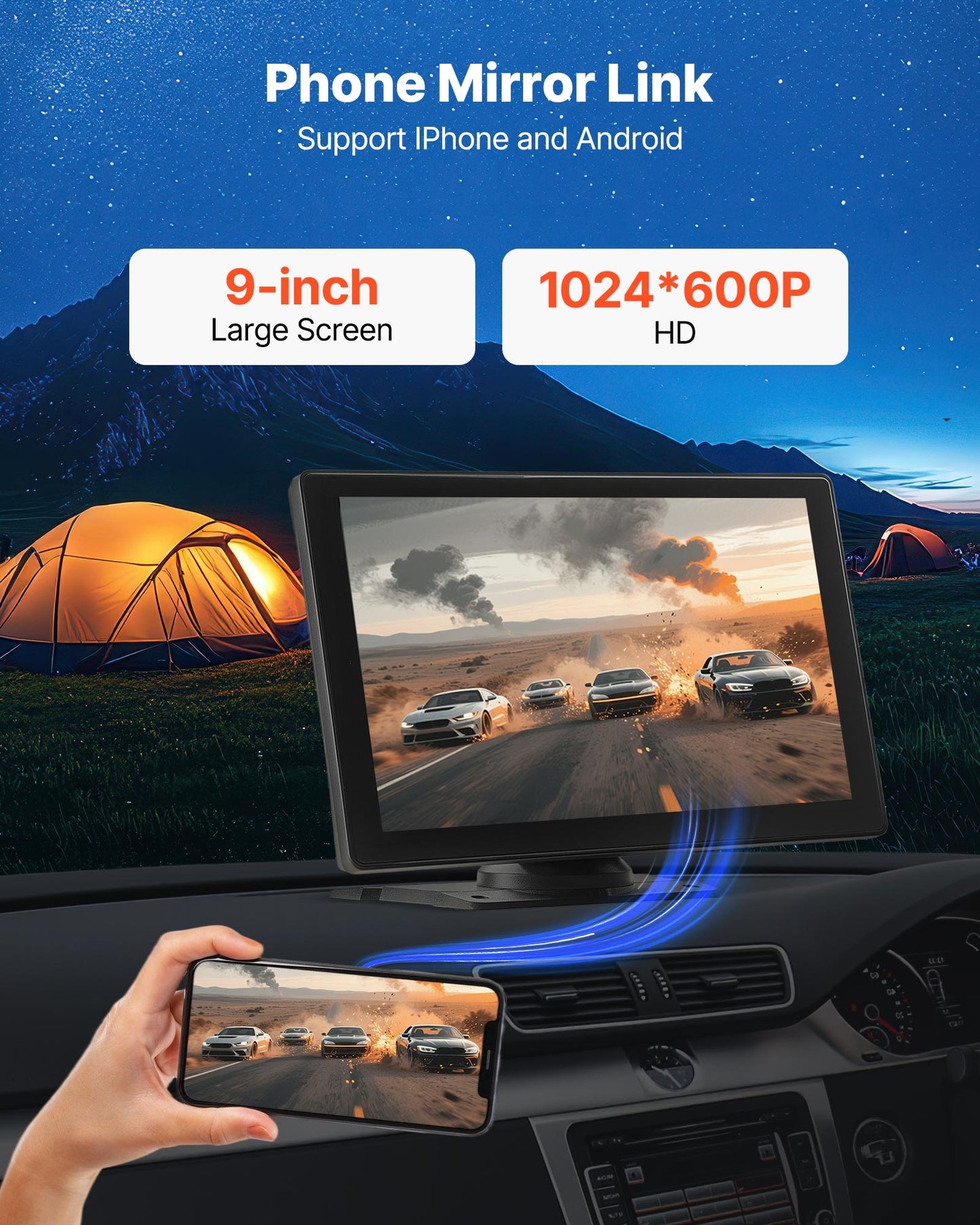 Car Stereo Radio CarPlay Touchscreen 228.6 mm Apple Android Backup Camera