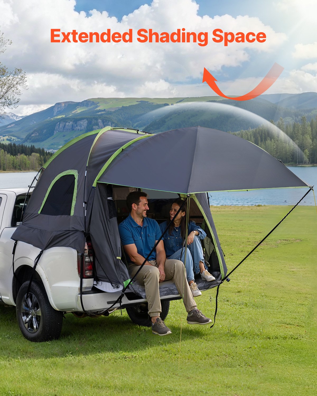 Truck Tent 8.0-8.2ft Waterproof PU2000 Truck Bed Camping Tent 2-3 Person