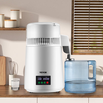 4L Water Distiller 1L/H Distilled Water Maker Timing & Temp Display White