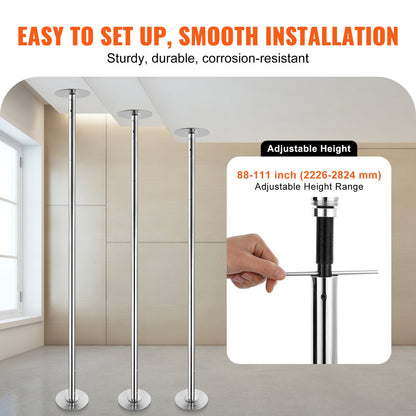 Metal Pole Dancing Pole with adjustable height feature in a room setting, emphasizing ease of setup and durability.
