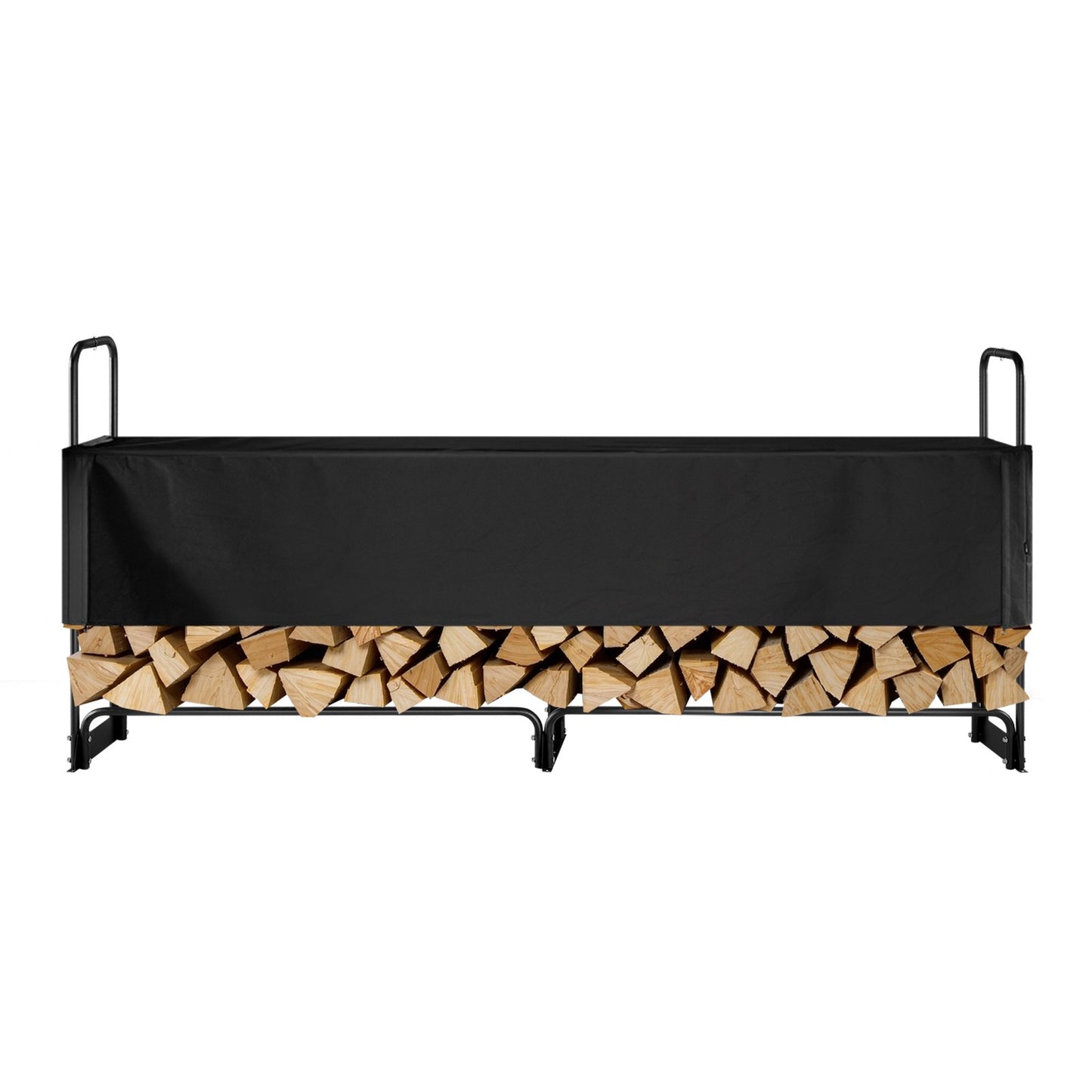 VEVOR Firewood Rack with Waterproof Cover, 257 x 36 x 117 cm Outdoor Firewood Holder, 660lb Weight Capacity, 1/2 Cord Log Holder, Half - Covered, Powder - coated Wood Storage Rack for Fireplace Deck - Factory Direct Shop