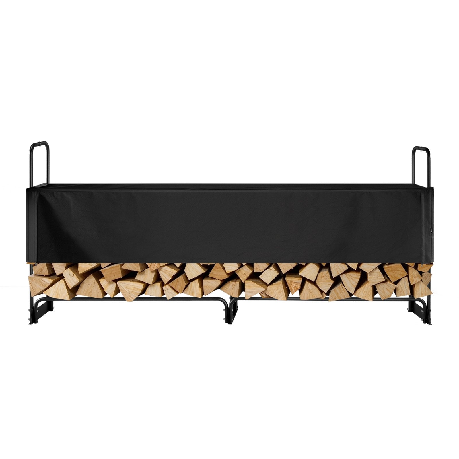 VEVOR Firewood Rack with Waterproof Cover, 257 x 36 x 117 cm Outdoor Firewood Holder, 660lb Weight Capacity, 1/2 Cord Log Holder, Half - Covered, Powder - coated Wood Storage Rack for Fireplace Deck - Factory Direct Shop