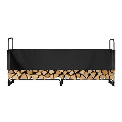 VEVOR Firewood Rack with Waterproof Cover, 257 x 36 x 117 cm Outdoor Firewood Holder, 660lb Weight Capacity, 1/2 Cord Log Holder, Half - Covered, Powder - coated Wood Storage Rack for Fireplace Deck - Factory Direct Shop