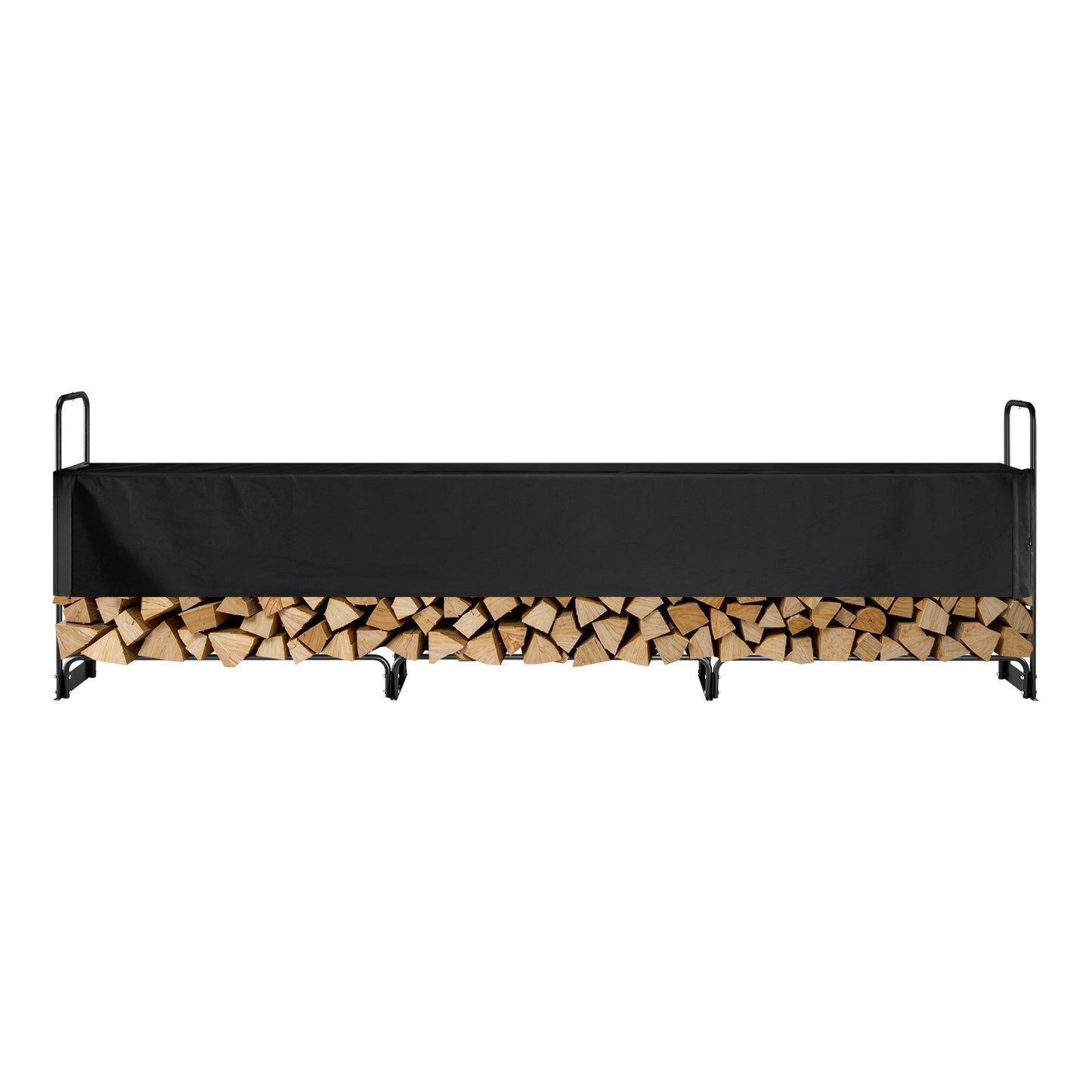 VEVOR Firewood Rack with Waterproof Cover, 383 x 36 x 117 cm Outdoor Firewood Holder, 660lb Weight Capacity, 1/2 Cord Log Holder, Half - Covered, Powder - coated Wood Storage Rack for Fireplace Deck - Factory Direct Shop