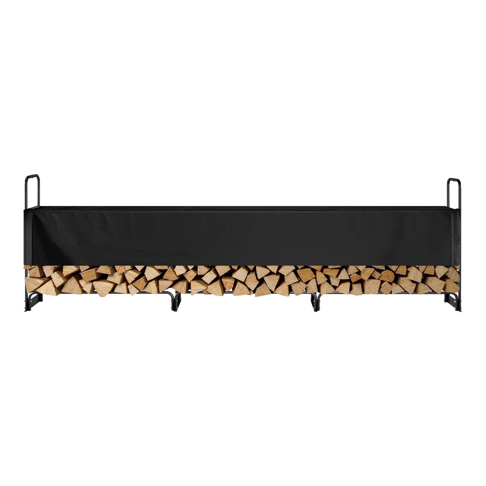 VEVOR Firewood Rack with Waterproof Cover, 383 x 36 x 117 cm Outdoor Firewood Holder, 660lb Weight Capacity, 1/2 Cord Log Holder, Half - Covered, Powder - coated Wood Storage Rack for Fireplace Deck - Factory Direct Shop