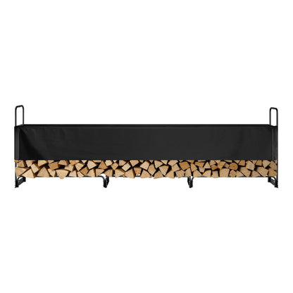 VEVOR Firewood Rack with Waterproof Cover, 383 x 36 x 117 cm Outdoor Firewood Holder, 660lb Weight Capacity, 1/2 Cord Log Holder, Half - Covered, Powder - coated Wood Storage Rack for Fireplace Deck - Factory Direct Shop