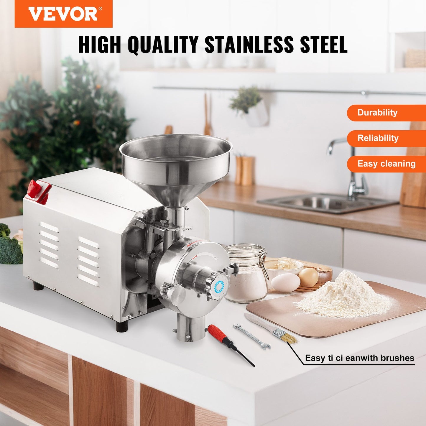 Grain Grind Mill Grain Grinding Machine 2200W Food Processing Machinery