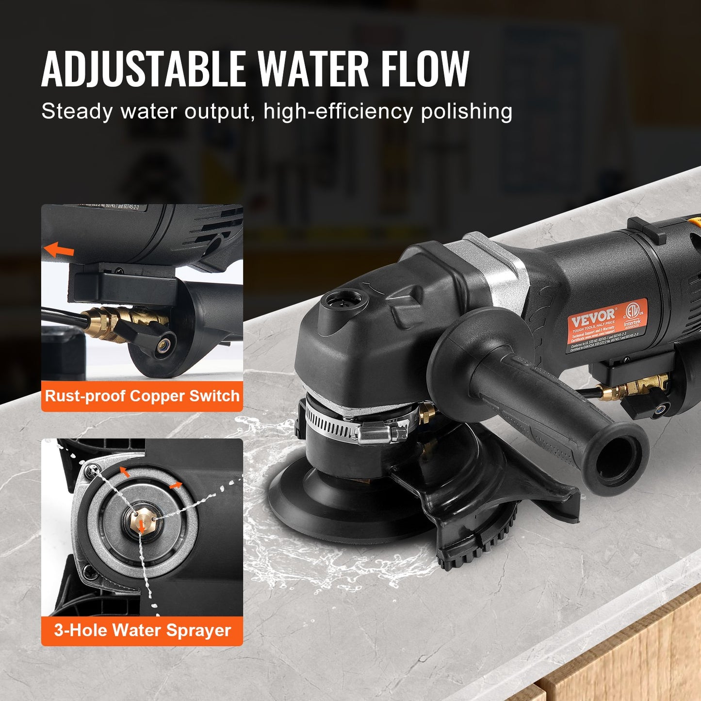 Wet Stone Polisher 4-Inch 800W Electric Concrete Polisher 6 Speed 7 Pads