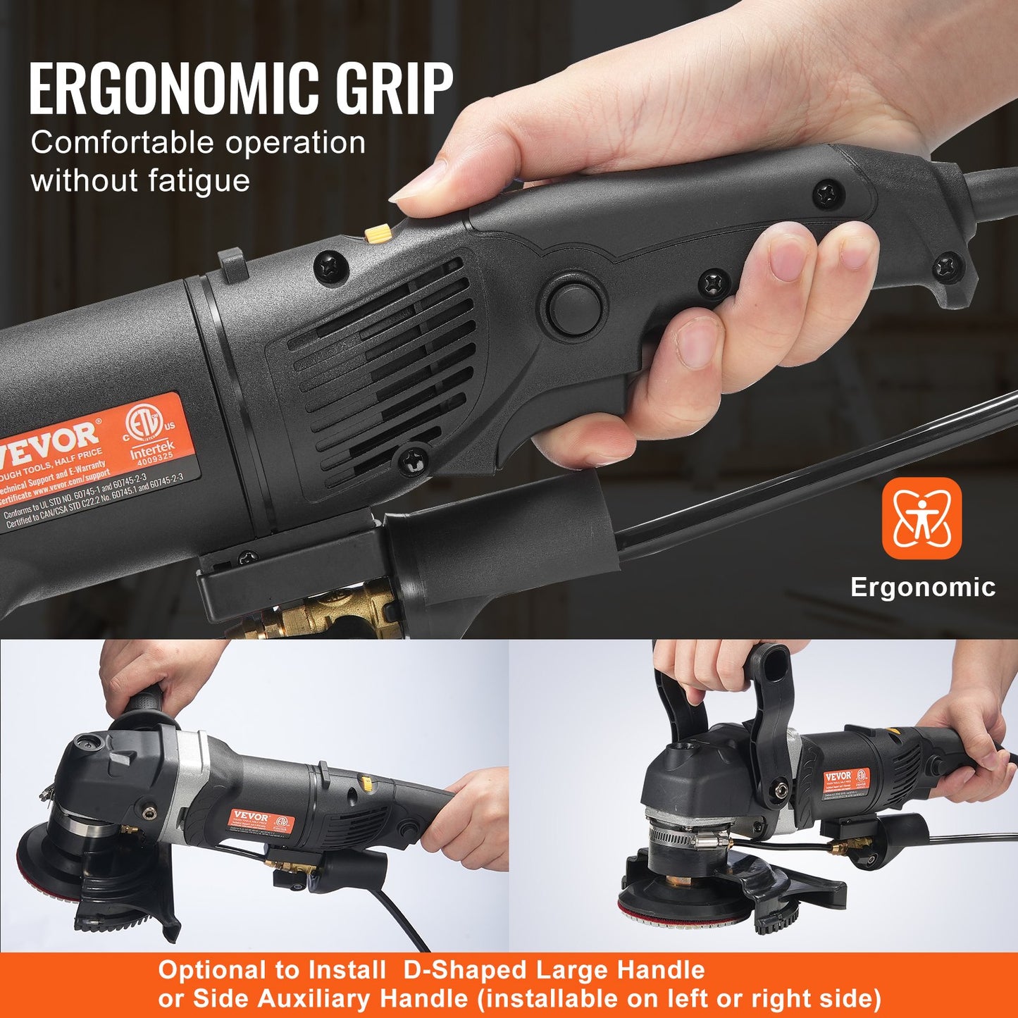 Wet Stone Polisher 4-Inch 800W Electric Concrete Polisher 6 Speed 7 Pads