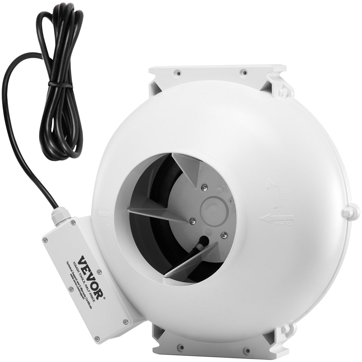4" to 4.5" Radon Mitigation Fan System Quiet 380CFM Inline Duct Waterproof