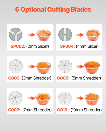 Food Processor & Vegetable Chopper w/ 6 Blades Food-Grade Stainless Steel
