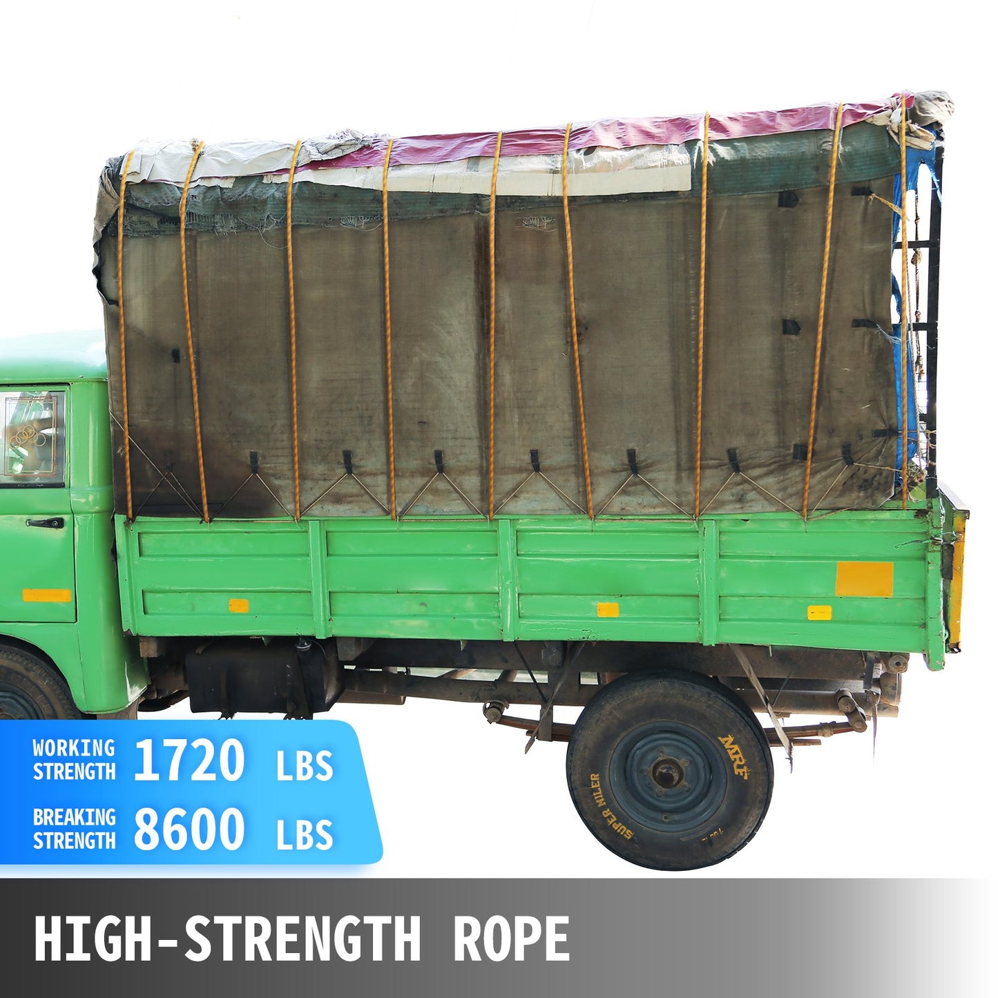 1.43cm Double Braid Polyester Rope 6096cm Nylon Pulling Rope 498.95kg High Force Polyester Load Sailing Rope(1.43cm-6096cm)