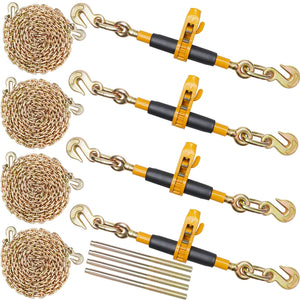 Ratchet Chain Binder 3/8"-1/2" Load Binders 12000 lbs w/ G80 Chains 4 Pcs