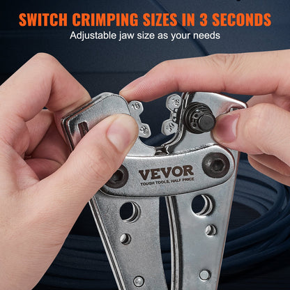 Battery Cable Lug Crimping Tool, 10-1/0AWG with Cable Cutter and 95PCS Copper Ring Terminals, 6 Wire Sizes Crimping Die and 100pcs Heat Shrink Tubes, for Heavy Duty Wire Lugs