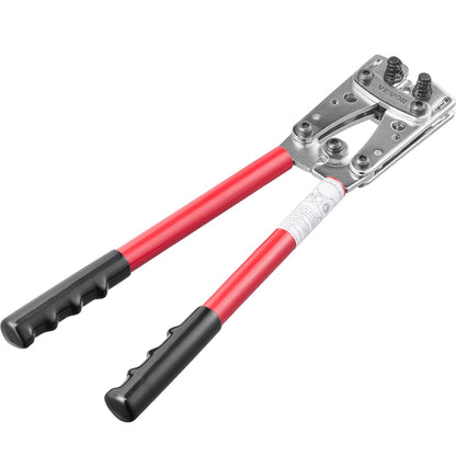 Battery Cable Lug Crimping Tool, 10-1/0AWG with Cable Cutter and 95PCS Copper Ring Terminals, 6 Wire Sizes Crimping Die and 100pcs Heat Shrink Tubes, for Heavy Duty Wire Lugs