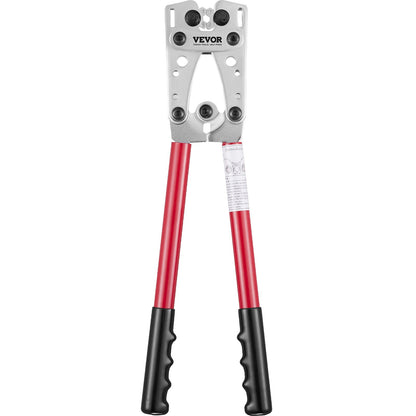 Battery Cable Lug Crimping Tool, 10-1/0AWG with Cable Cutter and 95PCS Copper Ring Terminals, 6 Wire Sizes Crimping Die and 100pcs Heat Shrink Tubes, for Heavy Duty Wire Lugs