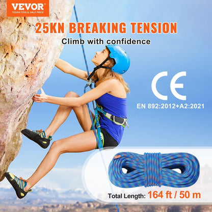 Climbing Rope 50M - 25KN Breaking Tension - Blue - Factory Direct Shop