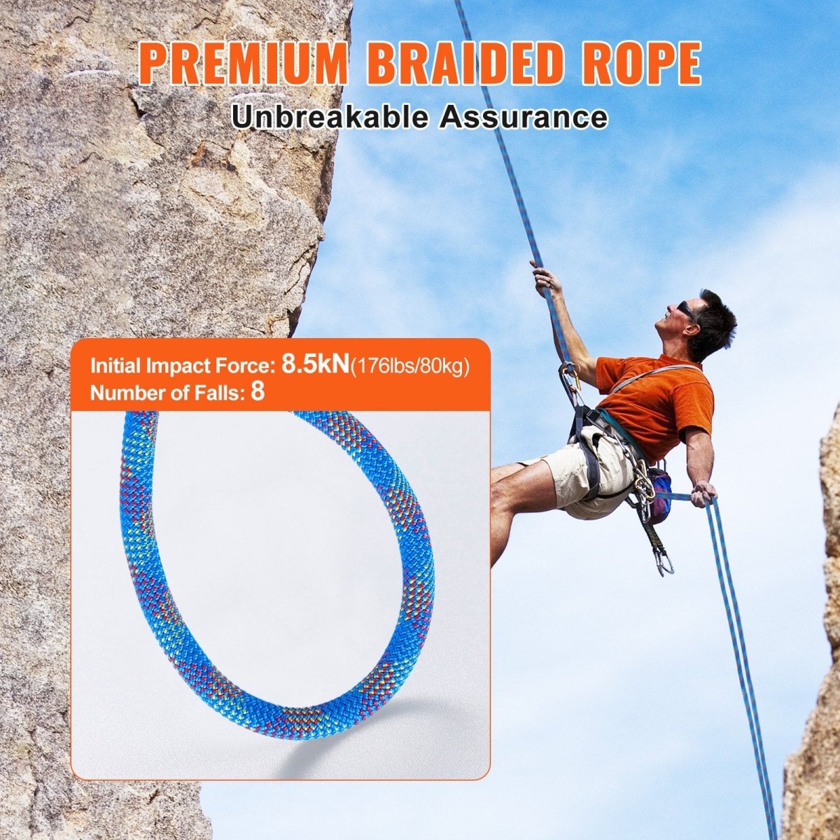 Climbing Rope 70M - 25 kN Breaking Tensile - Blue - Factory Direct Shop