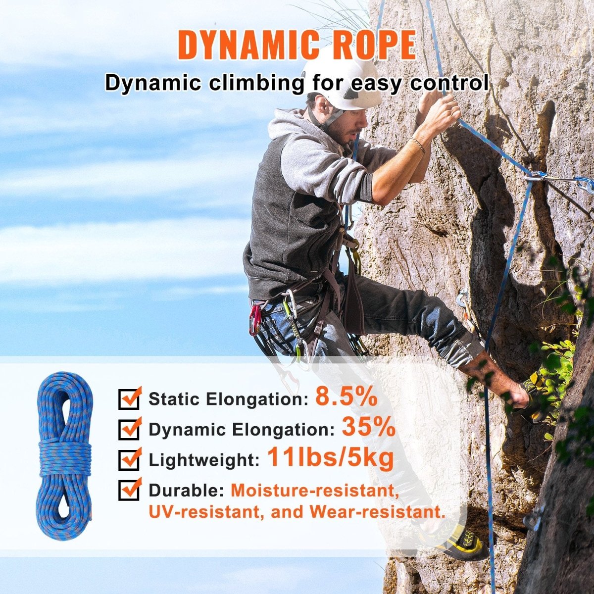 Climbing Rope 70M - 25 kN Breaking Tensile - Blue - Factory Direct Shop