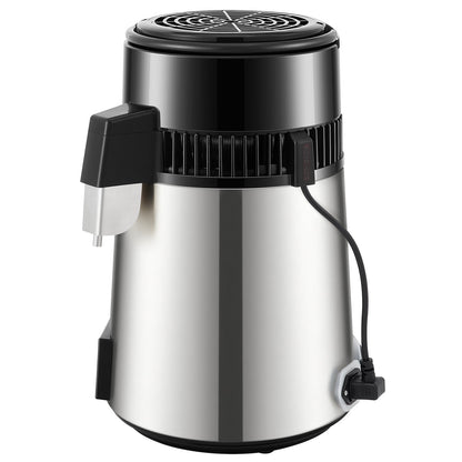 4L Water Distiller Distilled Water Maker 1 L/H w/ Timing Dual-Temp Silver