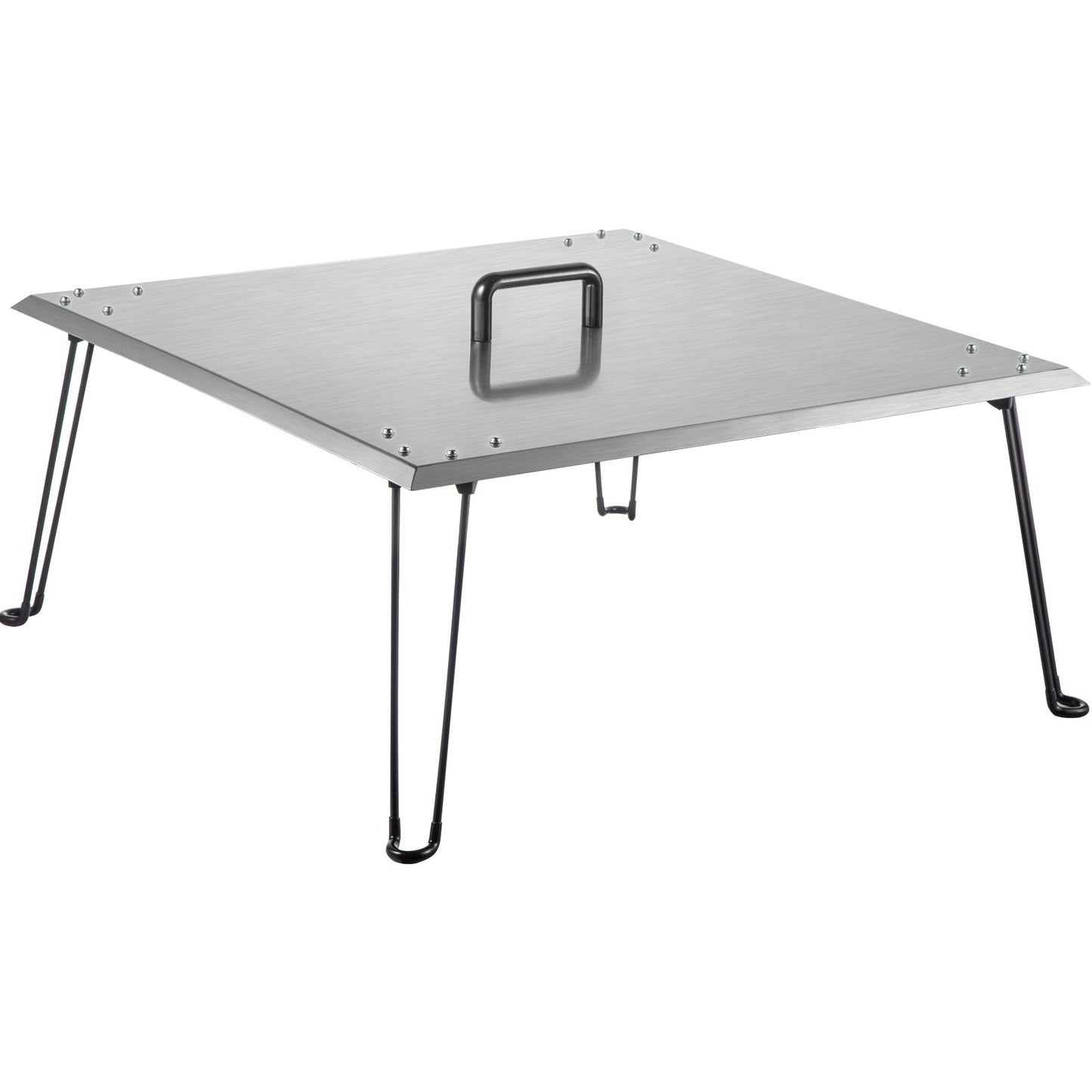 Fire Pit Heat Deflector Fire Pit Pan Cover Stainless Steel Foldable Legs
