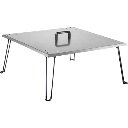 Fire Pit Heat Deflector Fire Pit Pan Cover Stainless Steel Foldable Legs