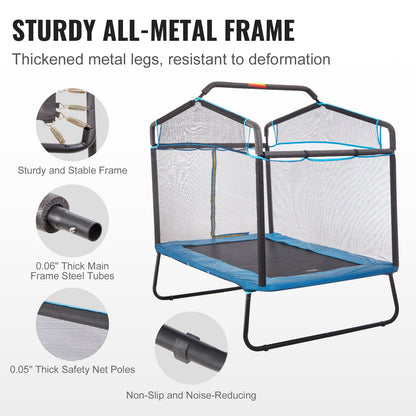 6FT Trampoline for Kids, 72" Indoor/Outdoor Toddlers Trampoline, Mini Baby Trampoline with Safety Enclosure Net, Gymnastics Bar, Hammock, Recreational Trampoline Birthday Gift for 3+ Years Kids