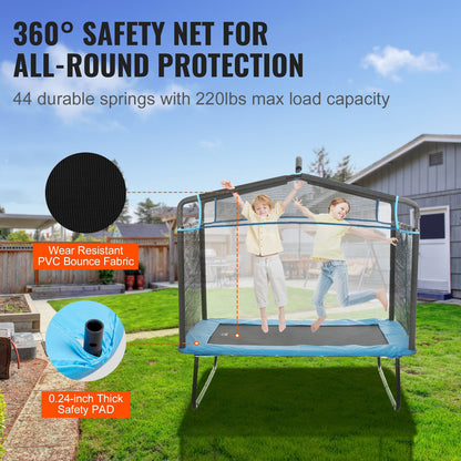 6FT Trampoline for Kids, 72" Indoor/Outdoor Toddlers Trampoline, Mini Baby Trampoline with Safety Enclosure Net, Gymnastics Bar, Hammock, Recreational Trampoline Birthday Gift for 3+ Years Kids