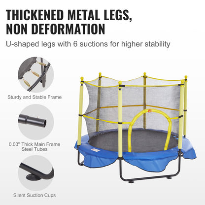 5FT Trampoline for Kids, 60" Indoor Outdoor Trampoline with Safety Enclosure Net, Basketball Hoop and Ocean Balls, Mini Toddler Recreational Trampoline Birthday Gifts for 3+ Years Kids