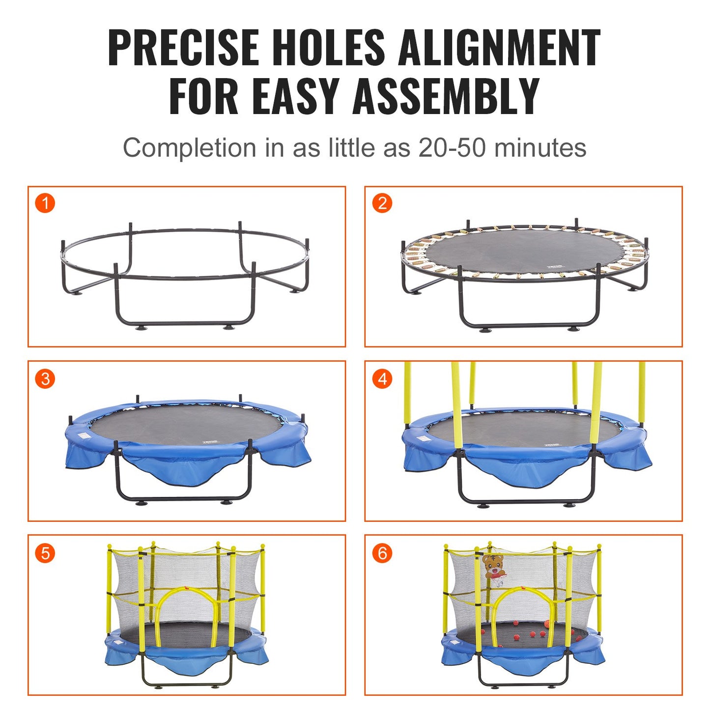 5FT Trampoline for Kids, 60" Indoor Outdoor Trampoline with Safety Enclosure Net, Basketball Hoop and Ocean Balls, Mini Toddler Recreational Trampoline Birthday Gifts for 3+ Years Kids