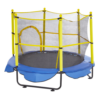 5FT Trampoline for Kids, 60" Indoor Outdoor Trampoline with Safety Enclosure Net, Basketball Hoop and Ocean Balls, Mini Toddler Recreational Trampoline Birthday Gifts for 3+ Years Kids