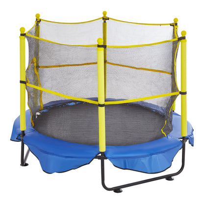 5FT Trampoline for Kids, 60" Indoor Outdoor Trampoline with Safety Enclosure Net, Basketball Hoop and Ocean Balls, Mini Toddler Recreational Trampoline Birthday Gifts for 3+ Years Kids