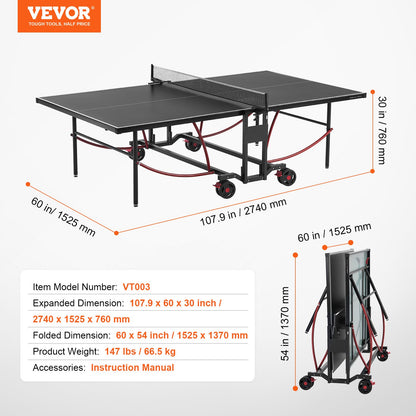 Ping Pong Table Foldable Table Tennis Game Table Indoor Outdoor with Net