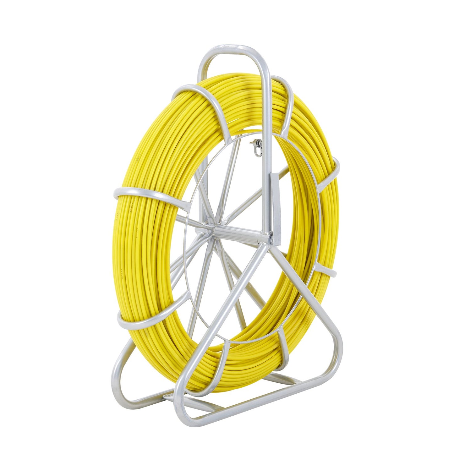 VEVOR Fish Tape Fiberglass, 150 m, 7.9 mm, Duct Rodder Fishtape Wire Puller, Cable Running Rod with Steel Reel Stand, 3 Pulling Heads, Fishing Tools for Walls and Electrical Conduit, Non-Conductive