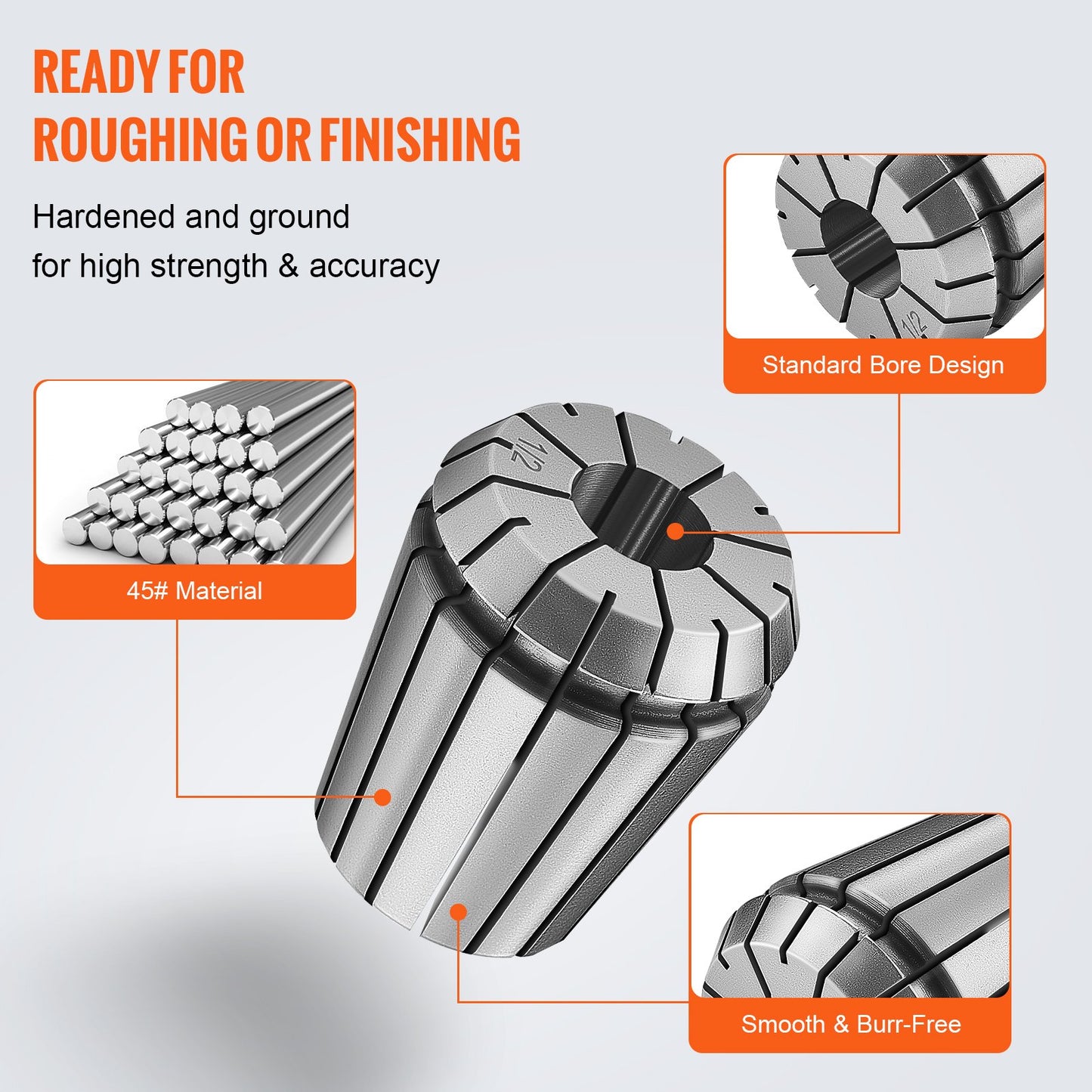 VEVOR 25 pcs ER32 Collet Set, 1/16''-13/16'', ER32 Spring Collet Chuck Set, 0.0006"/15 μm TIR Lathe Chuck Tool with 25 Labeled Storage Boxes, for CNC Engraving Machine Milling Lathe Tool Drill Press