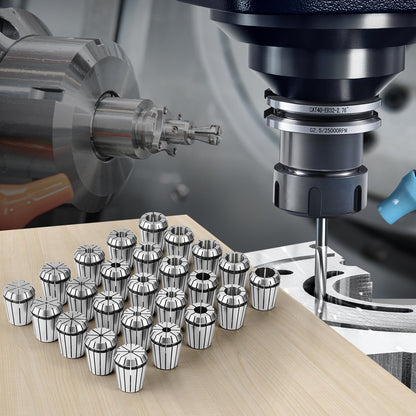 VEVOR 25 pcs ER32 Collet Set, 1/16''-13/16'', ER32 Spring Collet Chuck Set, 0.0006"/15 μm TIR Lathe Chuck Tool with 25 Labeled Storage Boxes, for CNC Engraving Machine Milling Lathe Tool Drill Press