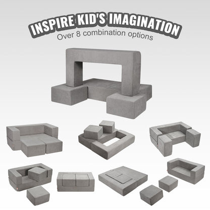 Modular Kids Play Couch 4Pcs DIY Creative Child Sectional Sofa Dark Grey