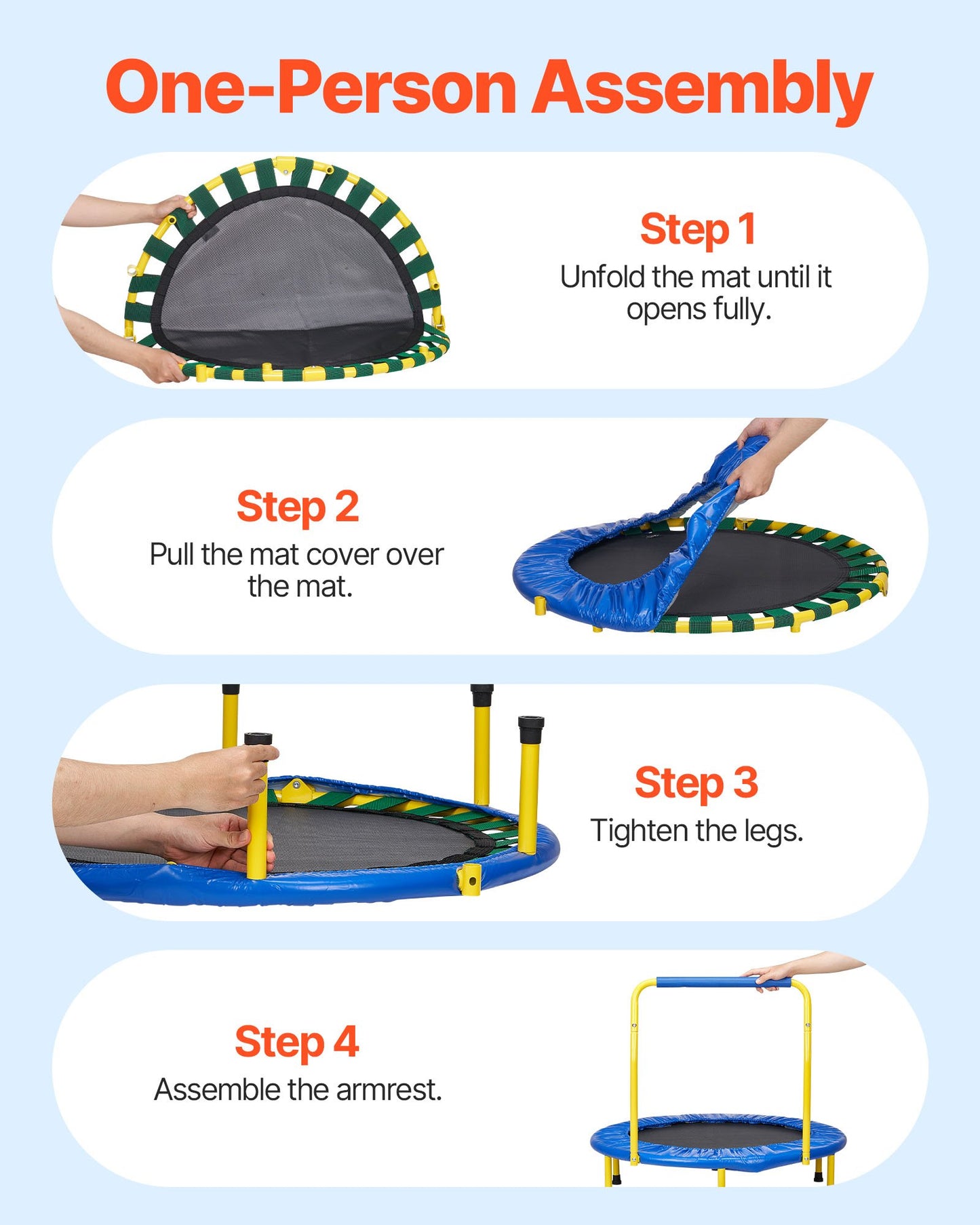 3FT Trampoline for Kids, 92 cm Trampolines Indoor/Outdoor Trampoline for Toddlers, Foldable Mini Baby Trampoline with Foam Handle, Recreational Trampoline Birthday Gift for 3+ Years Kids