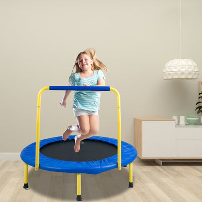3FT Trampoline for Kids, 92 cm Trampolines Indoor/Outdoor Trampoline for Toddlers, Foldable Mini Baby Trampoline with Foam Handle, Recreational Trampoline Birthday Gift for 3+ Years Kids