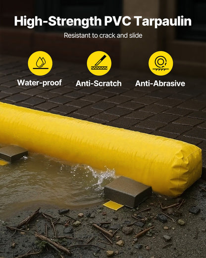 Flood Barrier Hydro Barrier 12' Length x 12" Height for Water Diversion