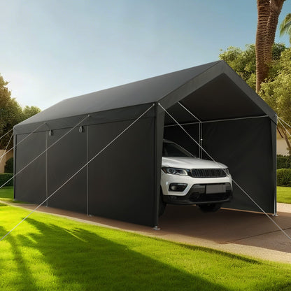 Carport Car Canopy 12x20FT Heavy Duty Car Shelter with Sidewalls White