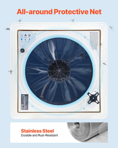 RV Vent Roof Fan 355.6 mm 10-Speed Reversible with Remote Control