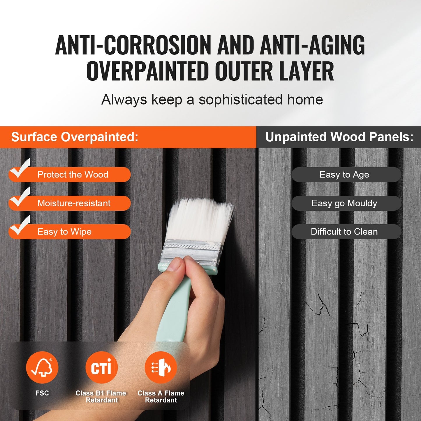 Wood Slat Acoustic Panels 23.6 x 47.2 inch for Modern Wall Decor Black Oak