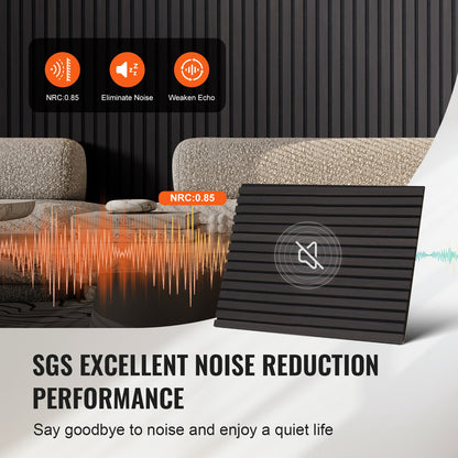 Wood Slat Acoustic Panels 23.6 x 47.2 inch for Modern Wall Decor Black Oak