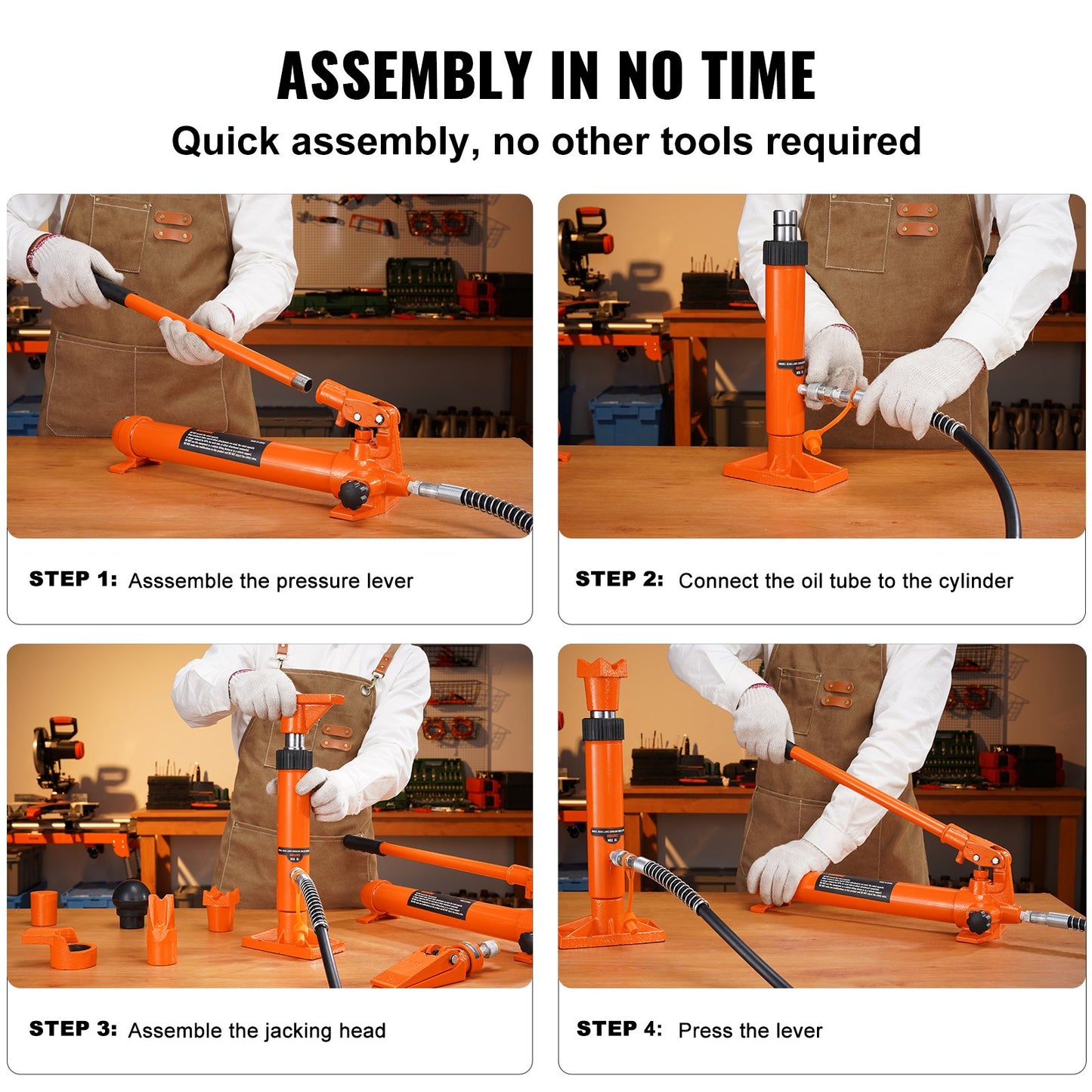 4 Ton Porta Power Kit, Portable Hydraulic Jack with 3.9 ft/1.2 m Oil Hose, Auto Body Frame Repair Kit with Storage Case for Car Repair, Truck, Farm (8800 LBS)