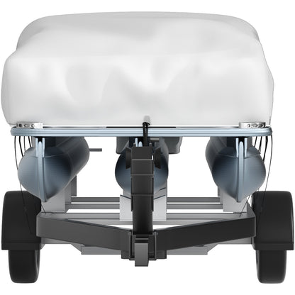 VEVOR Pontoon Boat Cover, Fit for 17\'-20\' Boat, Heavy Duty 600D Marine Grade Oxford Fabric, UV Resistant Waterproof Trailerable Boat Cover with 2 Support Poles and 7 Wind-Proof Straps, Gray